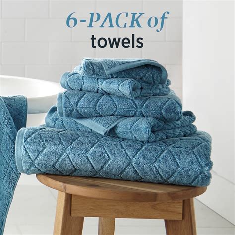 Welhome Hygrocotton Piece Delphinium Blue Textured Bath Towels