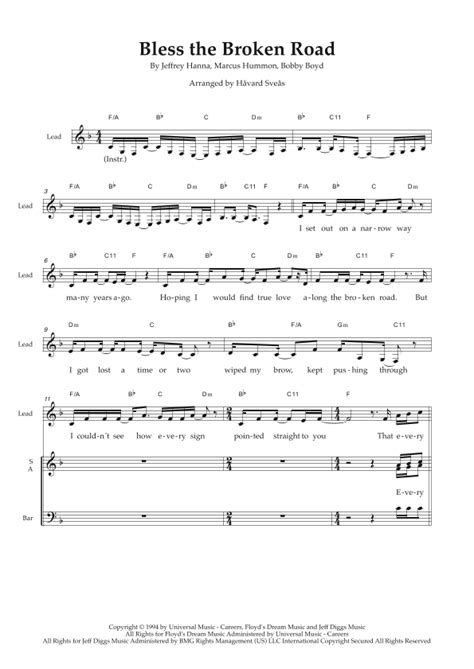 Bless The Broken Road Arr Håvard Sveås By Rascal Flatts Sheet Music