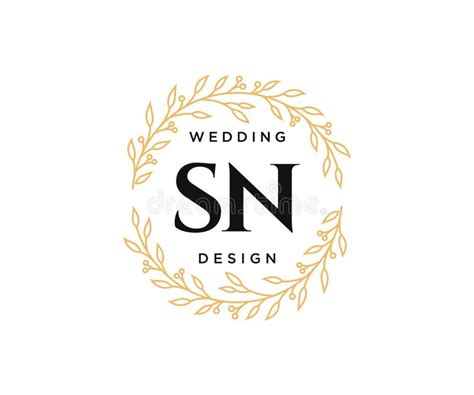 SN Initials Letter Wedding Monogram Logos Collection Hand Drawn Modern