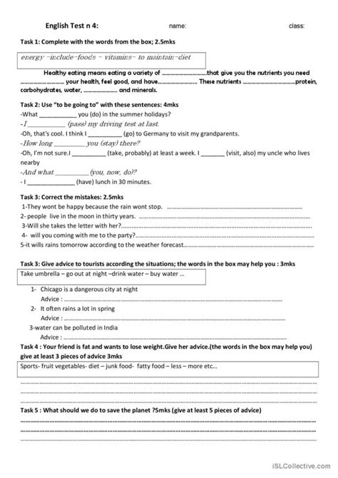 English Test Intermediate English Esl Worksheets Pdf And Doc