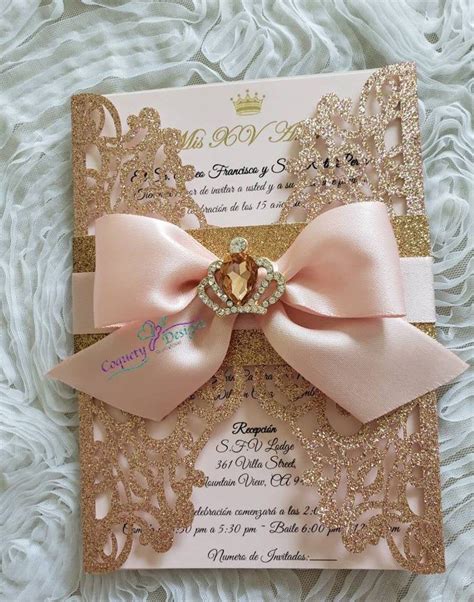 Rose Gold Glitter Princess Invitation Etsy