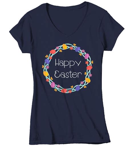 Womens Easter T Shirt Easter Eggs Wreath Shirts Spring Etsy Easter