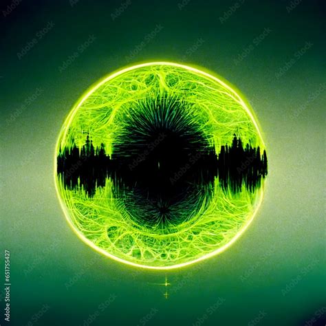Neon Green Synthwave Limewire Visualization Audio Waveforms Radial