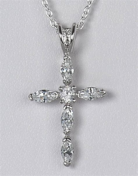 Sterling Silver Cross Cubic Zirconia Pendant 27mm Simply Sterling