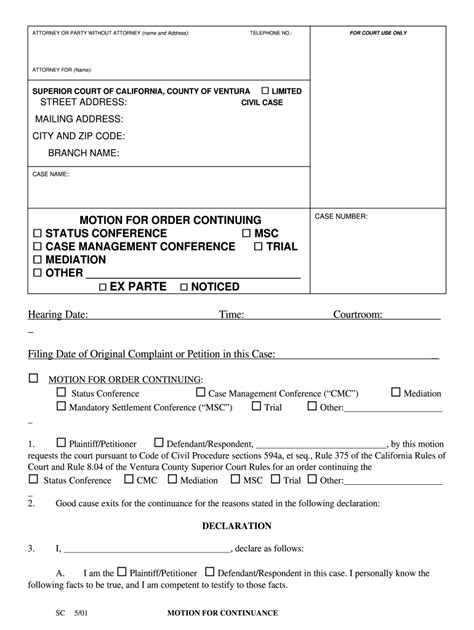 Printable Continuancy Form For Court Printable Forms Free Online