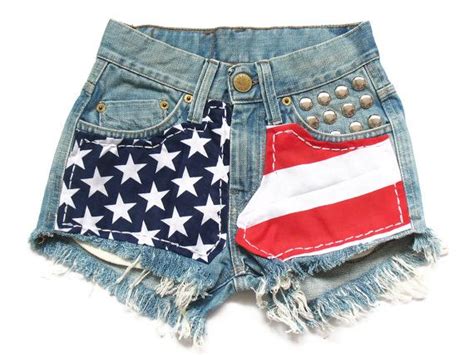 American Flag High Waisted Shorts Xxs