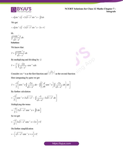 Ncert Solutions For Class 12 Maths Exercise 76 Chapter 7 Integrals