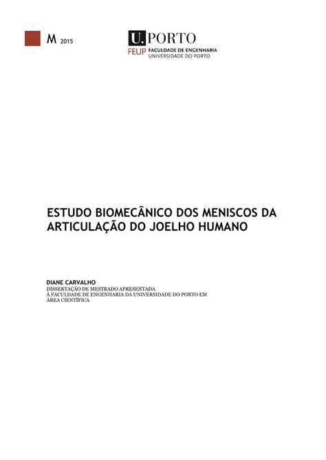 Pdf Estudo Biomec Nico Dos Meniscos Da Articula O Do O Joelho