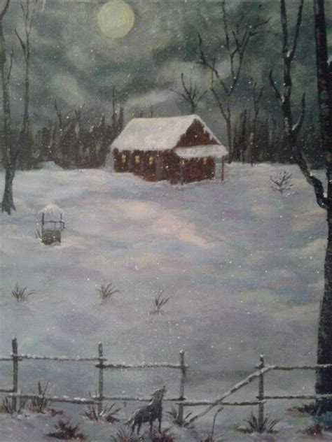 WINTER MOON | Painting, Art, Winter moon