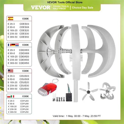 VEVOR Turbine Olienne Axe Vertical De 12V Et 600W G N Rateur D Massage