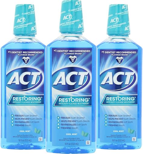 Act Restoring Anticavity Fluoride Mouthwash Cool Splash Mint 18 Oz Pack Of 3 Amazonca