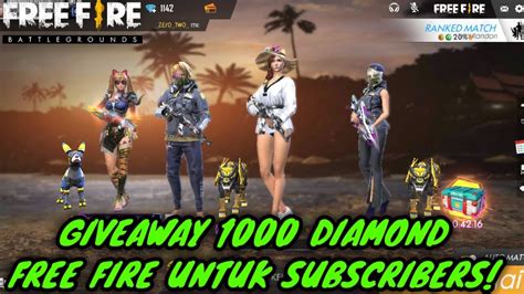 LIVE RUSH GIVEAWAY 1000 DIAMOND FF SYARAT SUBSCRIBE LIKE SHARE