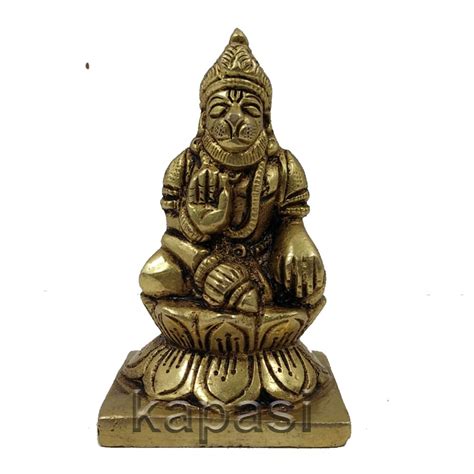 Brass Lord Hanuman Sitting Idol Divine Presence Bajranbali