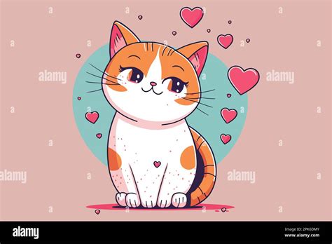 Cat Valentine Vector Illustration Stock Vector Image And Art Alamy
