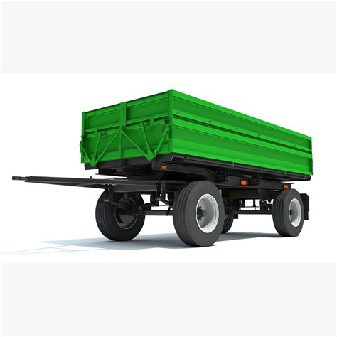 Green Two Axle Farm Utility Trailer 3d Model Download Trailer On