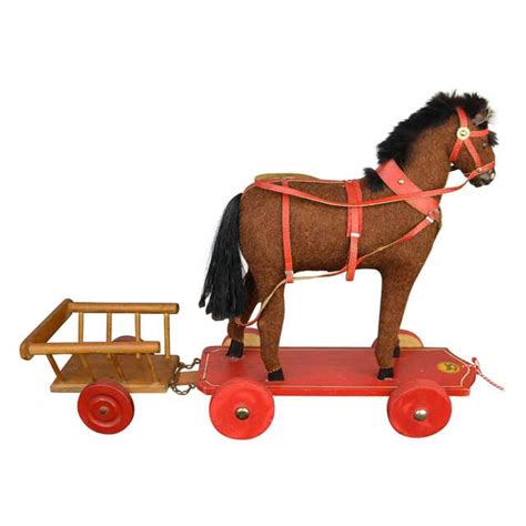 1930s German Pull Toy Horse Burlap Over Wood For Sale At 1stdibs