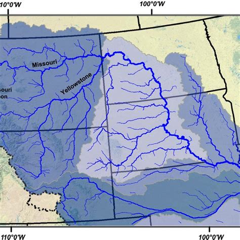 Upper Missouri River basin and the locations of the Missouri River ...