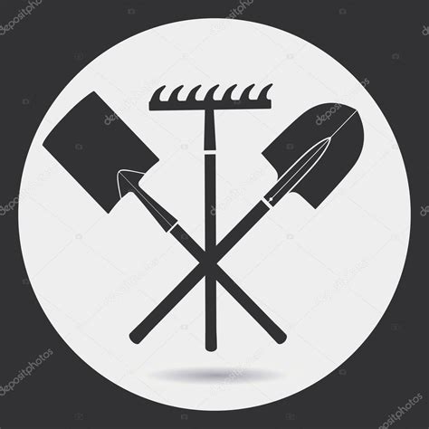Silhouette Of Shovels And Rake — Stock Vector © Alfaolga 76041645