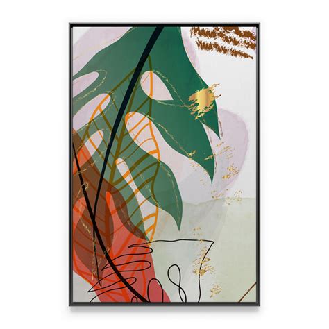 Quadro Para Sala Decorativo Abstrato Tropical Leaves I Minimalista