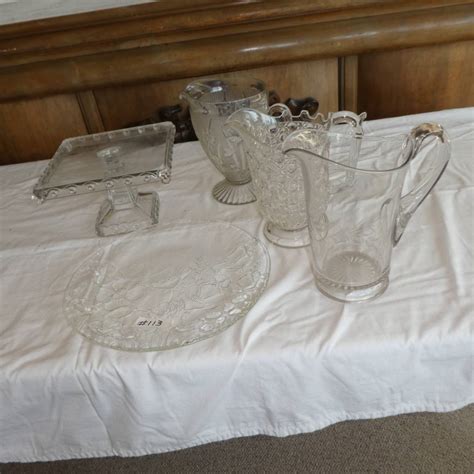 Lot 113 Vintage Glassware Collection Serving Platter Vintage Fostoria Glass Co Atlanta