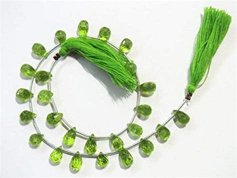 Jewel Beads Natural Beautiful Natural Peridot Green Faceted Briolette