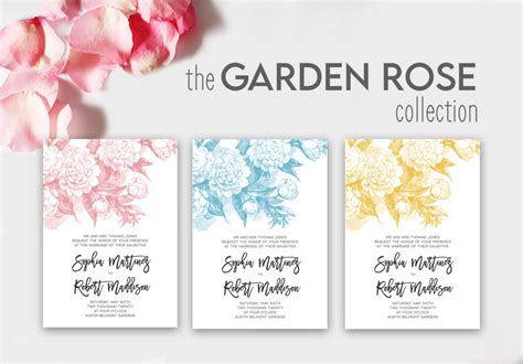 Printable Elegant Cottage Rose Wedding Stationery