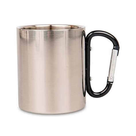 Mug mousqueton personnalisé tasse inox top pour le camping