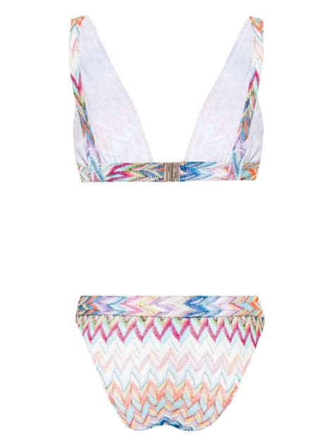 Missoni Zigzag Woven Lurex Bikini Pink FARFETCH