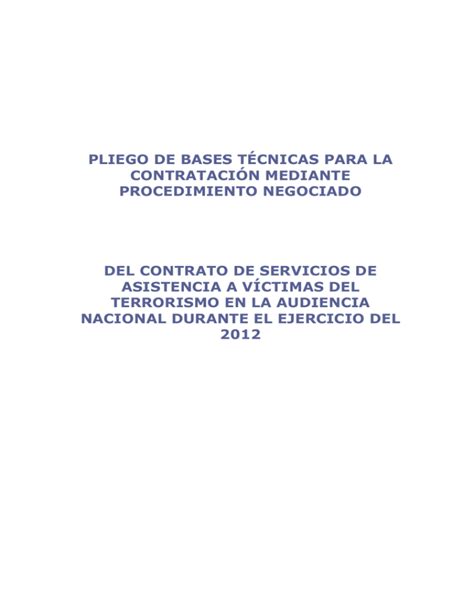 Pliego De Bases T Cnicas Para La Contrataci N Mediante Procedimiento