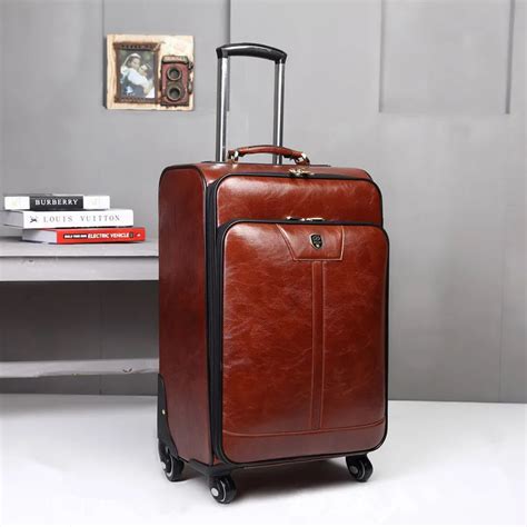 Inch Pu Leather Trolley Luggage Business Trolley Case Men S Suitcase