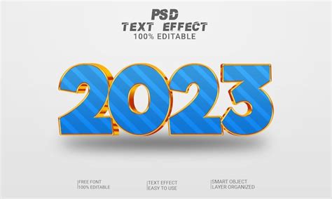 Año Nuevo 2023 Archivo Psd De Estilo De Efecto De Texto Editable En 3d