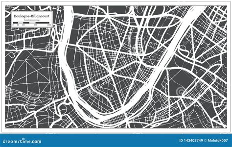 Boulogne Billancourt France City Map In Retro Style Outline Map Stock