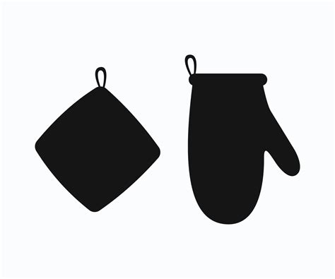 Silhouette Potholder Oven Mitt Protective Vector Template. Oven Glove Vector. 10629478 Vector ...