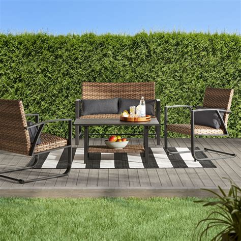 Better Homes & Gardens Porter Outdoor Patio Padded Wicker 4-Piece ...