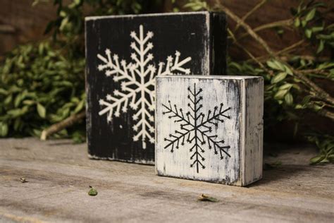 Snowflake Decor Snowflake Blocks Winter Décor Wooden Etsy Diy