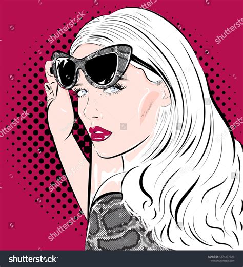 Woman Pop Art Girl Sunglasses Black Stock Vector Royalty Free