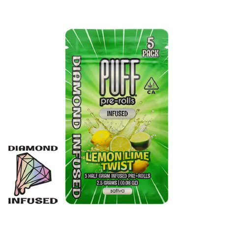 Lemon Lime Twist Diamond Infused Pre Roll 5 Pack 2 5g Puff