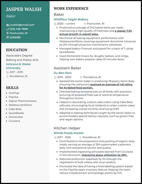 7 Baker Resume Examples And Guide