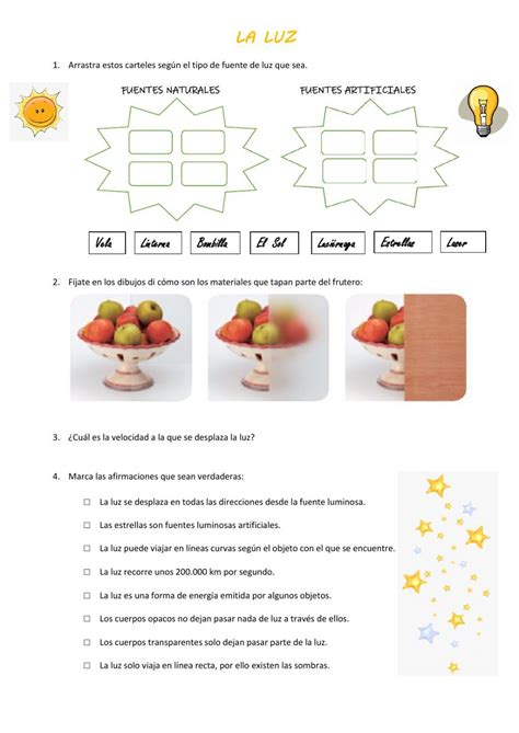 Ficha Online De La Luz Para Quinto De Primaria Puedes Hacer Los