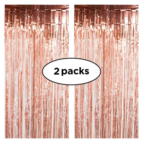 Buy Rose Gold Foil Fringe 2 Pack Set Of Rose Gold Fringe Curtains