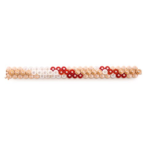 Bouton Dor Bracelet Medium Model 18k Rose Gold Carnelian Diamond