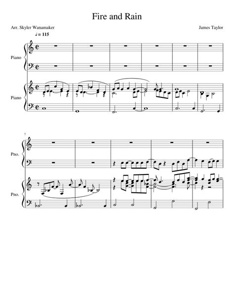 Fire And Rain Sheet Music For Piano Piano Duo Download And Print In