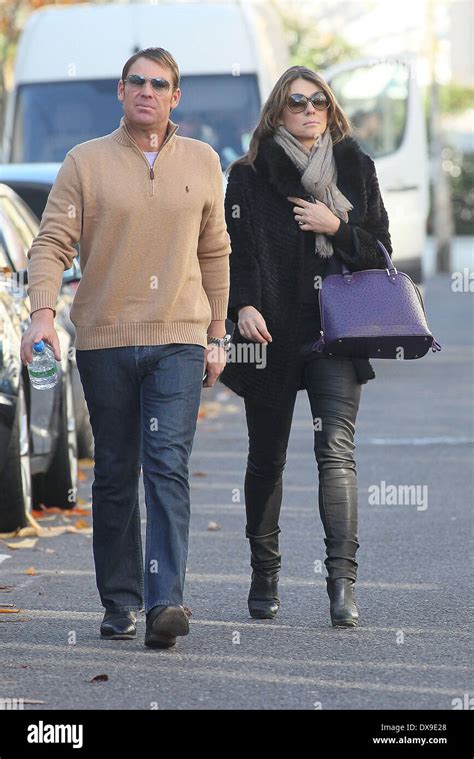 Shane Warne and Liz Hurley aka Elizabeth Hurley out and about in London ...