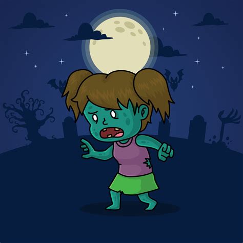 Cute Zombie Girl Cartoon