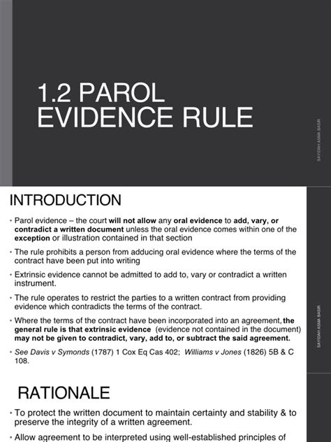 1 2 Parol Evidence Rule And Collateral Rule Pdf