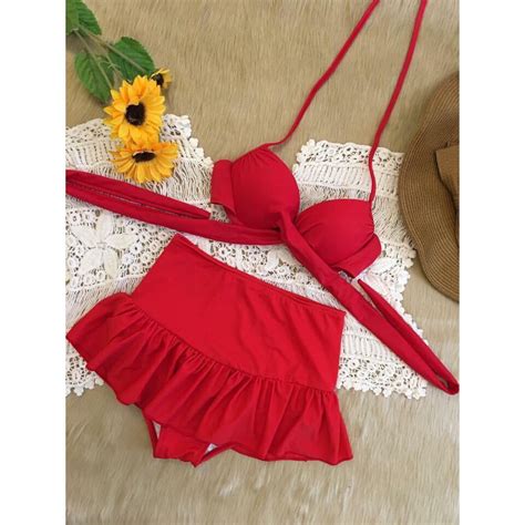 ĐỒ BƠI NỮ Bikini 2 Mảnh chéo đỏ tươi Ảnh chụp thật mới nhất BigBuy360 bigbuy360 vn