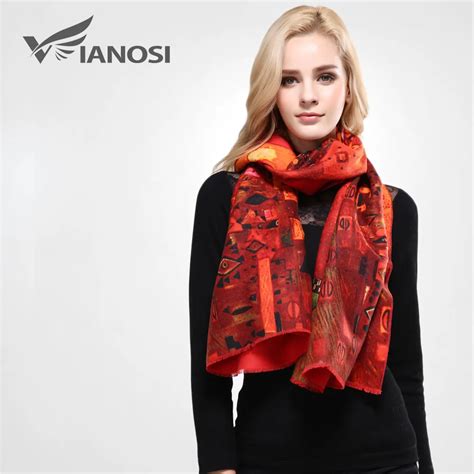 [vianosi] Brand Wool Scarf Women Thicken Warm Winter Scarf Woman Red Printing Scarves And Stoles