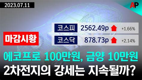 마감시황 에코프로 100만원 금양 10만원 2차전지의 강세는 지속될까 Youtube