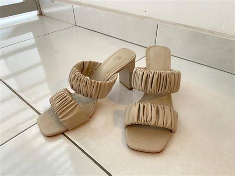 H M Nude Double Straps High Heels Kasut Women S Fashion Footwear Heels On Carousell