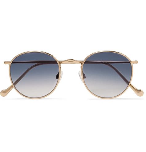 Moscot Zev Round Frame Gold Tone Titanium Sunglasses Men Gold Moscot